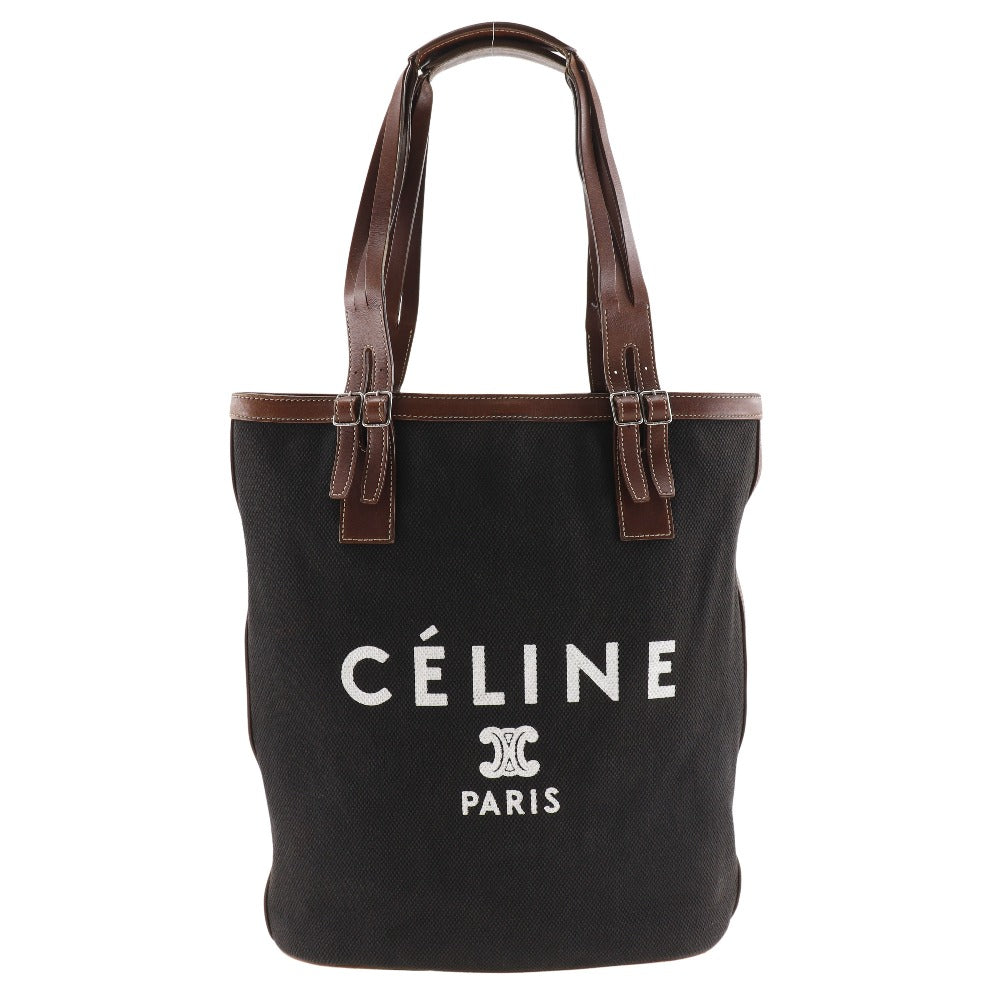 CELINE Tote Bag canvas black logo Women Used