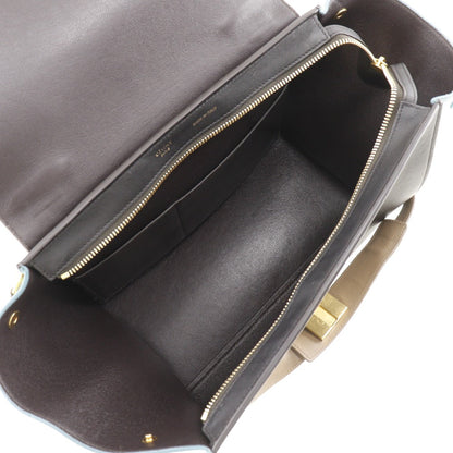 CELINE Handbag Calfskin Brown / black 2WAYShoulder Trapeze Women Used
