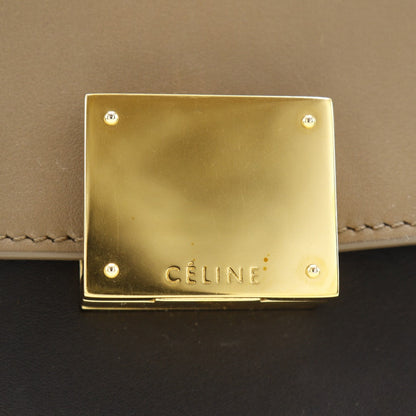 CELINE Handbag Calfskin Brown / black 2WAYShoulder Trapeze Women Used