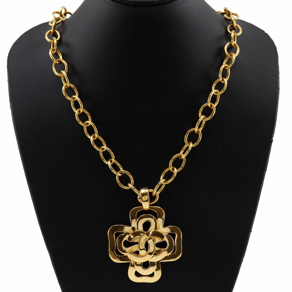CHANEL Necklace Plated Gold gold vintage cross COCO Mark Women