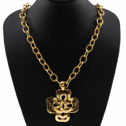 CHANEL Necklace Plated Gold gold vintage cross COCO Mark Women