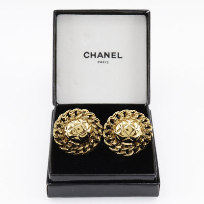 CHANEL Earring Plated Gold gold vintage Matrasse Chain COCO Mark Women Used