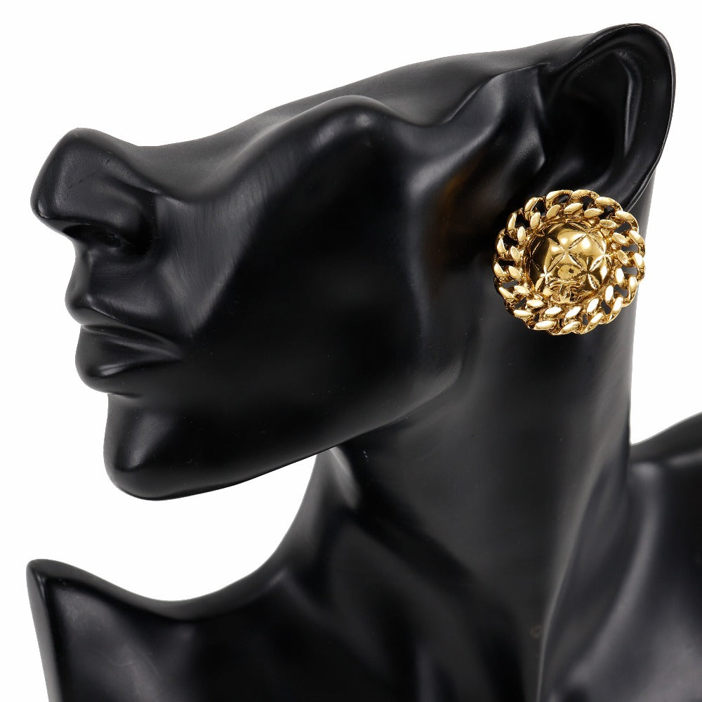 CHANEL Earring Plated Gold gold vintage Matrasse Chain COCO Mark Women Used