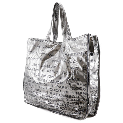 CHANEL Tote Bag A46113 Nylon Silver logo COCO Mark Unlimited Women Used