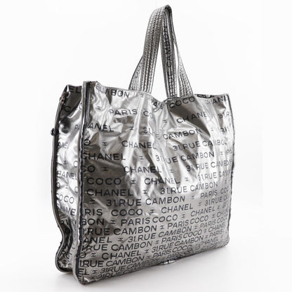 CHANEL Tote Bag A46113 Nylon Silver logo COCO Mark Unlimited Women Used