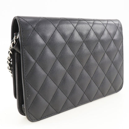 CHANEL Long Wallet Purse A46646 Calfskin, enamel black Cambon line Chain wallet Women