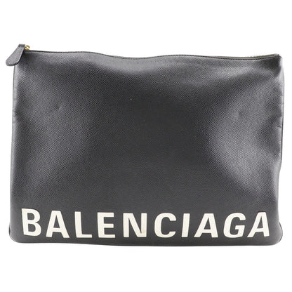 BALENCIAGA Clutch bag leather black logo unisex(Unisex)