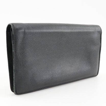 CHANEL Long Wallet Purse A20904 leather black COCO Button Women
