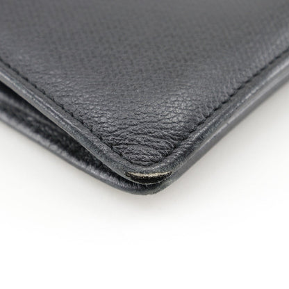 CHANEL Long Wallet Purse A20904 leather black COCO Button Women