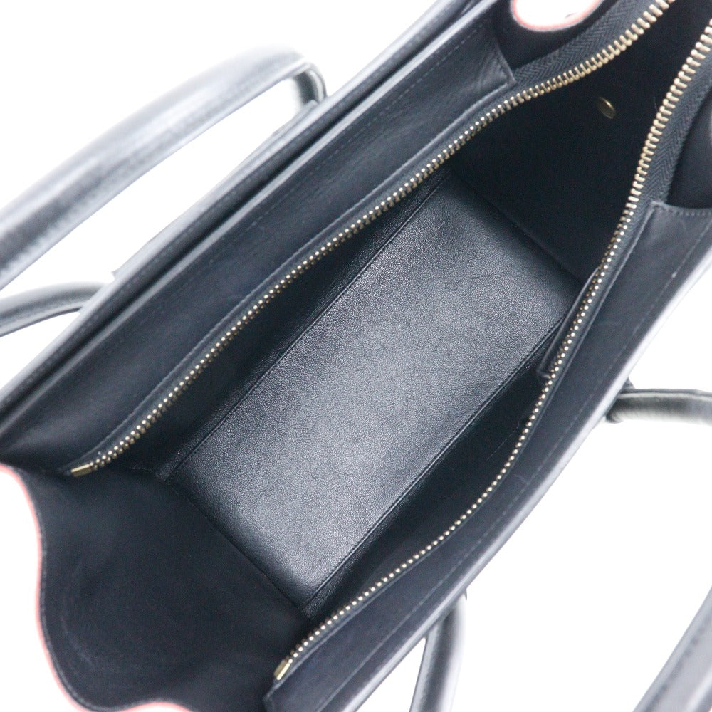 CELINE Handbag 167792 Calfskin, Canvas black Tricolor Micro shopper Luggage Women Used