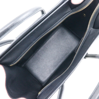 CELINE Handbag 167792 Calfskin, Canvas black Tricolor Micro shopper Luggage Women Used