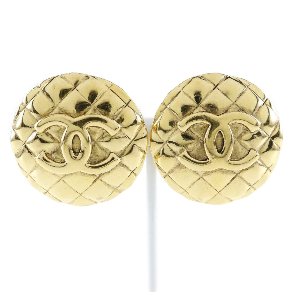 CHANEL Earring Plated Gold gold vintage Matrasse COCO Mark Women Used