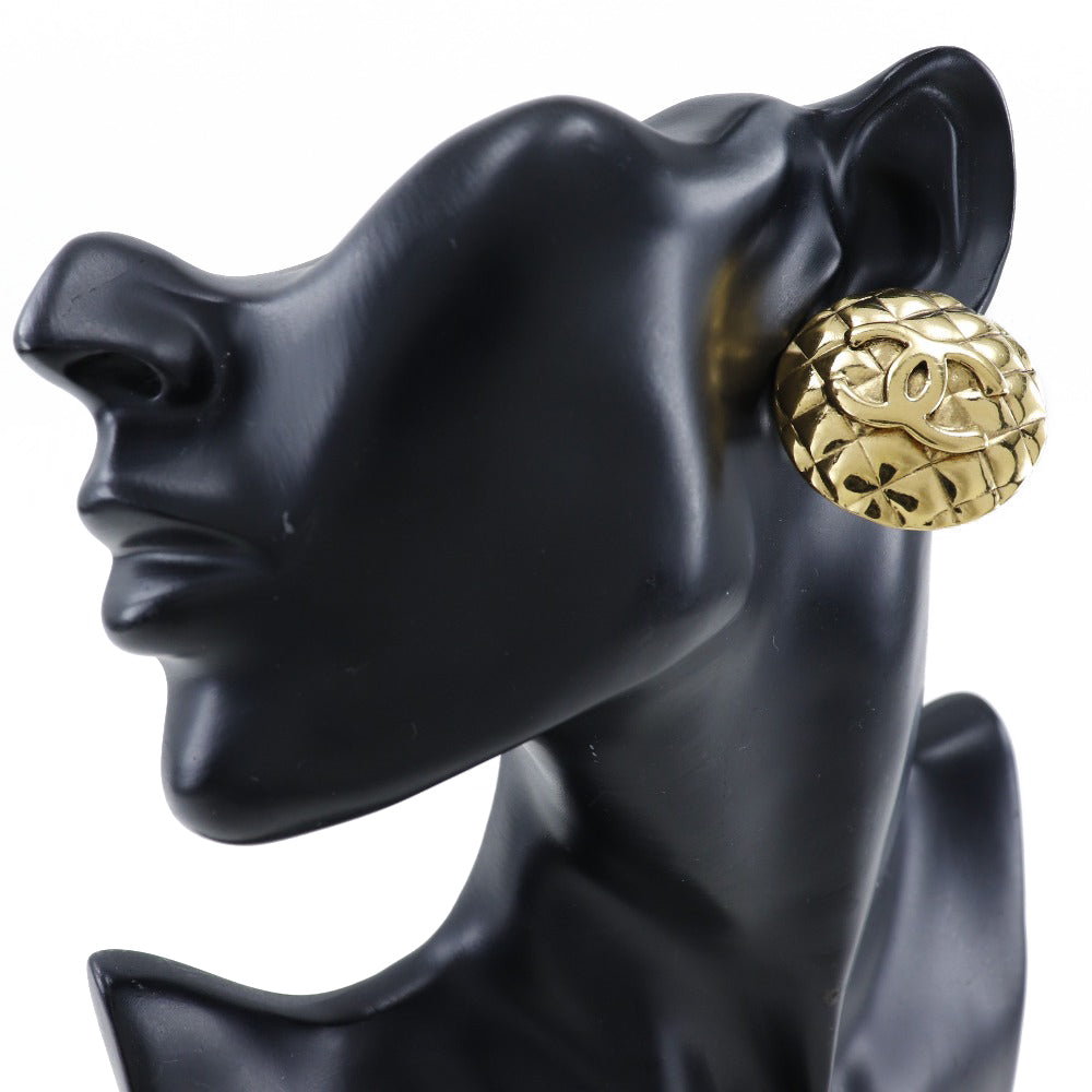CHANEL Earring Plated Gold gold vintage Matrasse COCO Mark Women Used