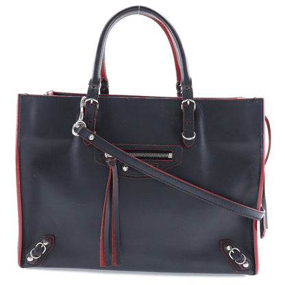 BALENCIAGA Handbag 370926 Calfskin Black, Red Paper A6 Women