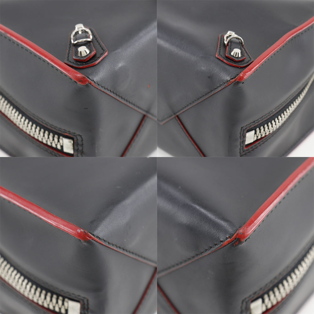 BALENCIAGA Handbag 370926 Calfskin Black, Red Paper A6 Women