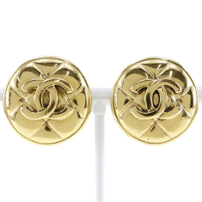 CHANEL Earring Plated Gold gold vintage Matrasse COCO Mark Women Used