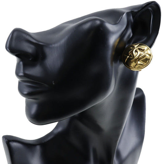 CHANEL Earring Plated Gold gold vintage Matrasse COCO Mark Women Used