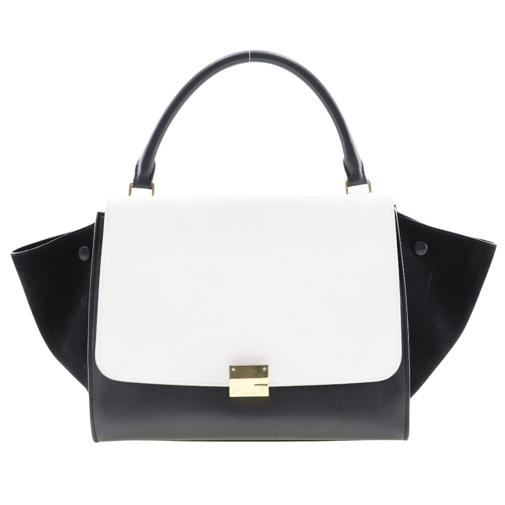 CELINE Handbag 1695430TA Calfskin, suede Black / white medium Trapeze Women Used