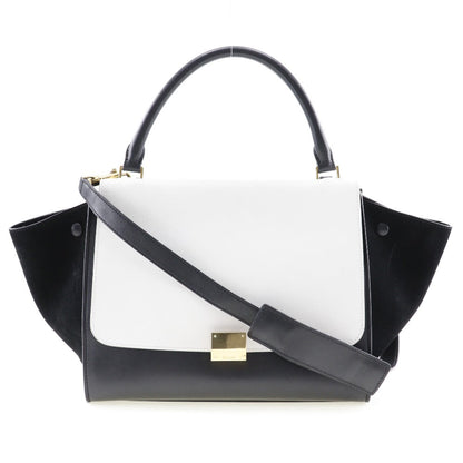 CELINE Handbag 1695430TA Calfskin, suede Black / white medium Trapeze Women Used