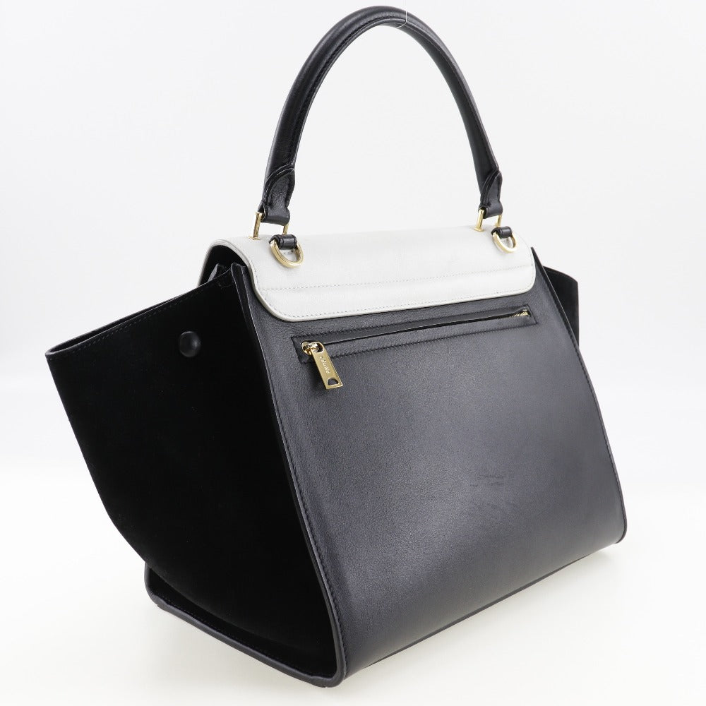 CELINE Handbag 1695430TA Calfskin, suede Black / white medium Trapeze Women Used