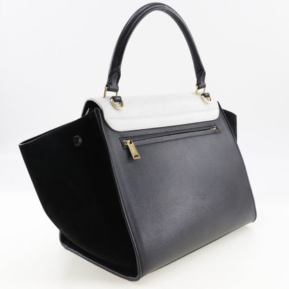 CELINE Handbag 1695430TA Calfskin, suede Black / white medium Trapeze Women Used