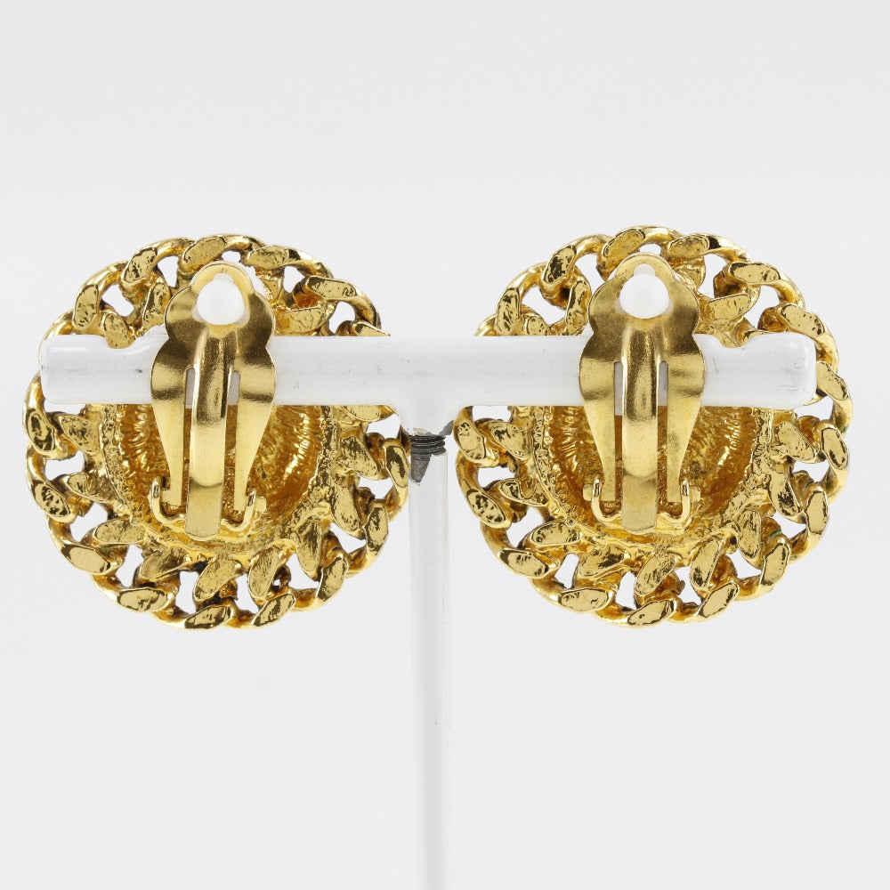 CHANEL Earring Plated Gold gold vintage Matrasse COCO Mark Women Used