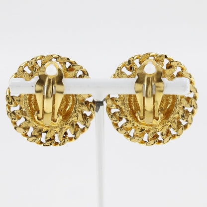 CHANEL Earring Plated Gold gold vintage Matrasse COCO Mark Women Used
