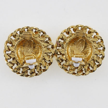 CHANEL Earring Plated Gold gold vintage Matrasse COCO Mark Women Used