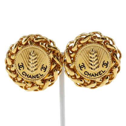 CHANEL Earring Plated Gold gold vintage logo COCO Mark Women Used