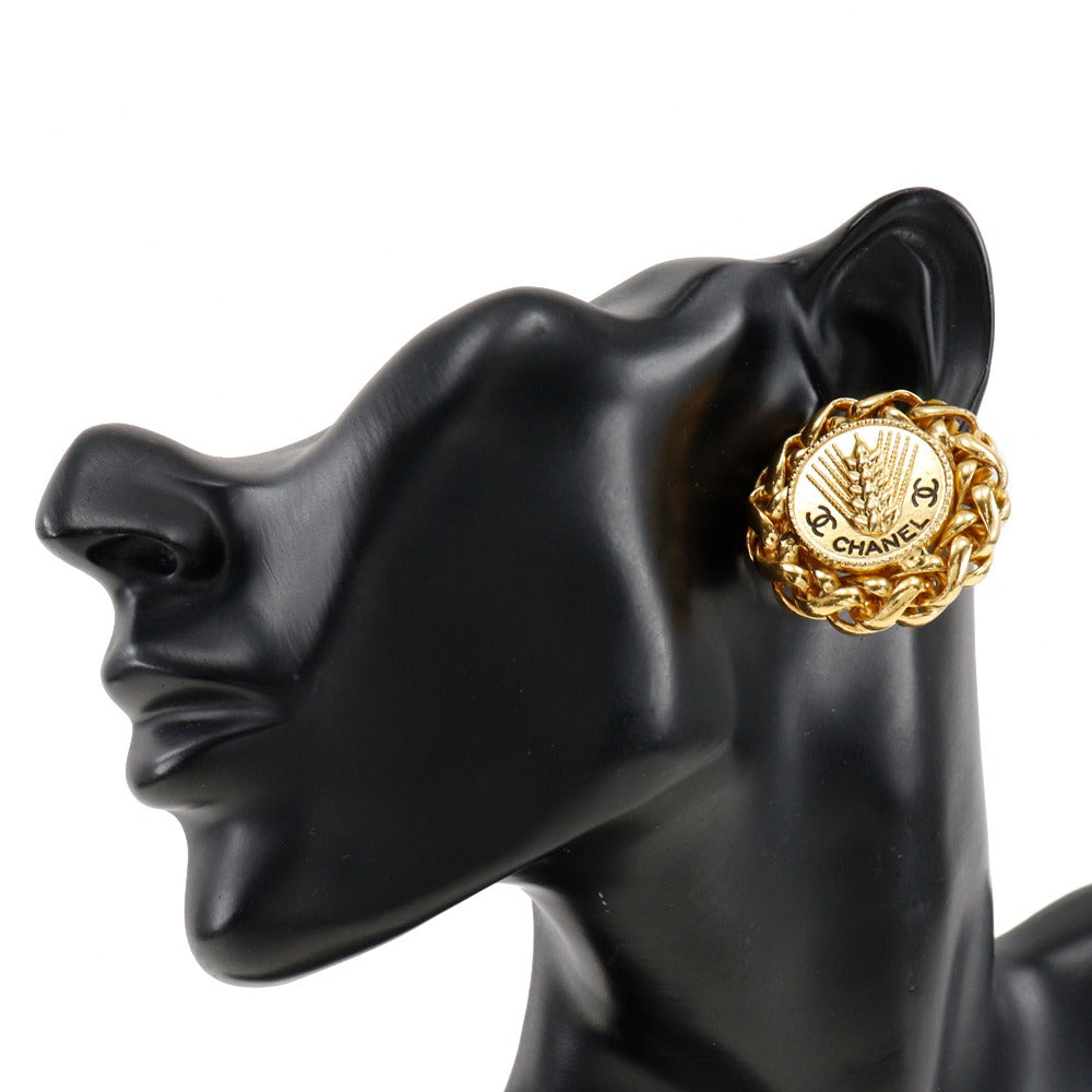 CHANEL Earring Plated Gold gold vintage logo COCO Mark Women Used