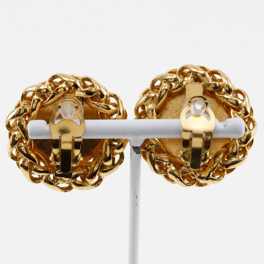 CHANEL Earring Plated Gold gold vintage logo COCO Mark Women Used
