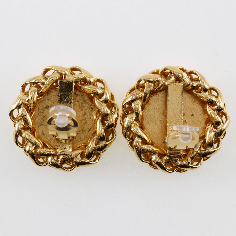 CHANEL Earring Plated Gold gold vintage logo COCO Mark Women Used
