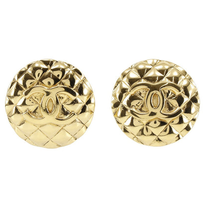CHANEL Earring Plated Gold gold Matrasse COCO Mark Women Used