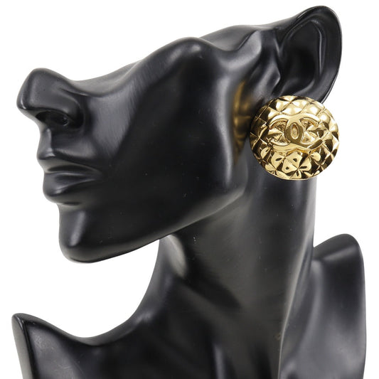 CHANEL Earring Plated Gold gold Matrasse COCO Mark Women Used