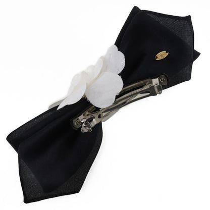 CHANEL Valletta Satin, Textile Black / white camellia ribbon Women Used
