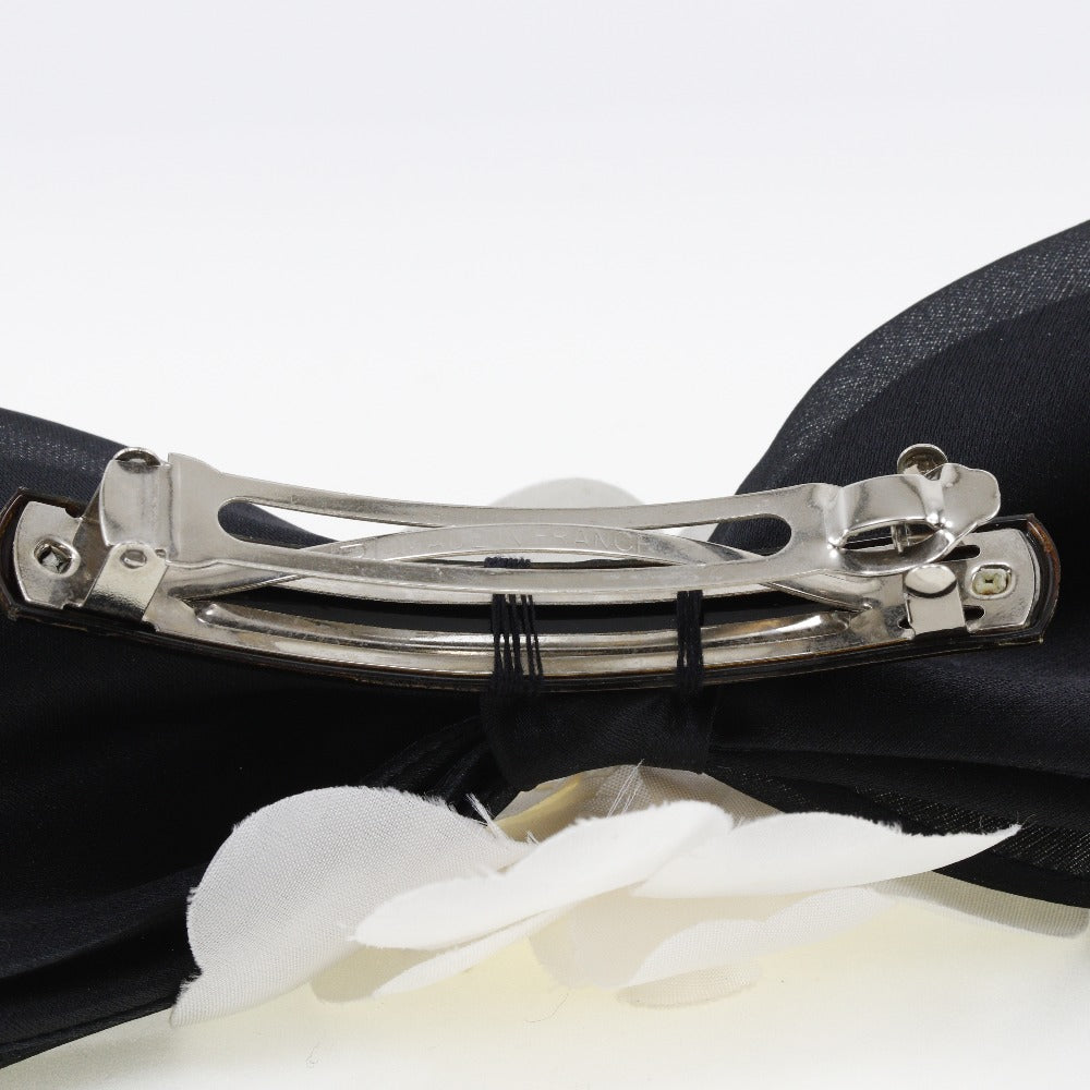 CHANEL Valletta Satin, Textile Black / white camellia ribbon Women Used