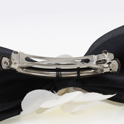 CHANEL Valletta Satin, Textile Black / white camellia ribbon Women Used