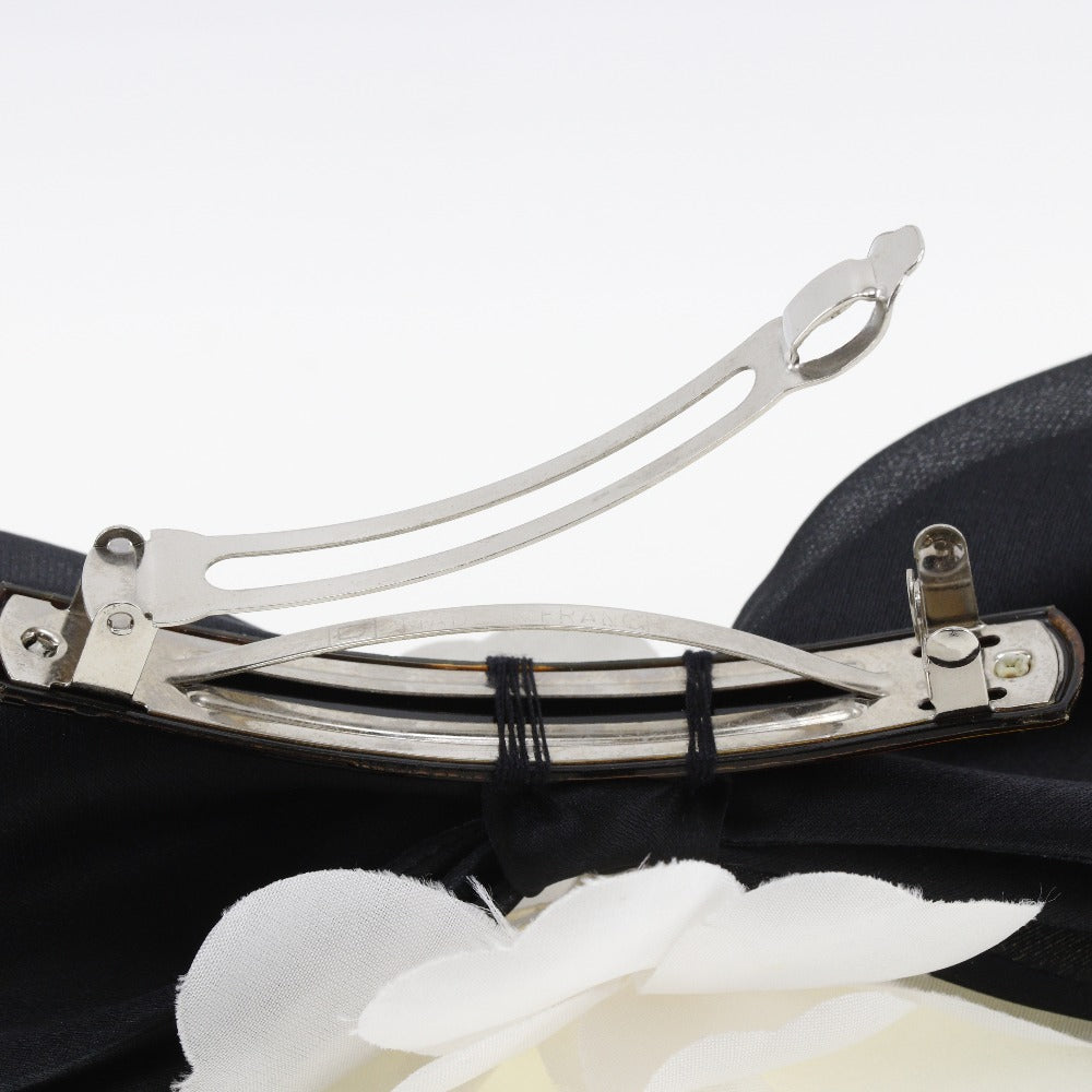 CHANEL Valletta Satin, Textile Black / white camellia ribbon Women Used