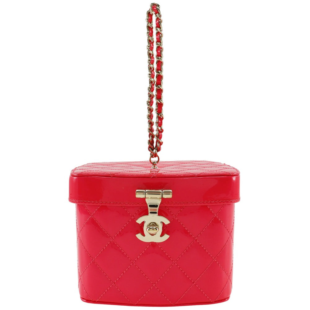 CHANEL Handbag Patent leather pink Matrasse Vanity