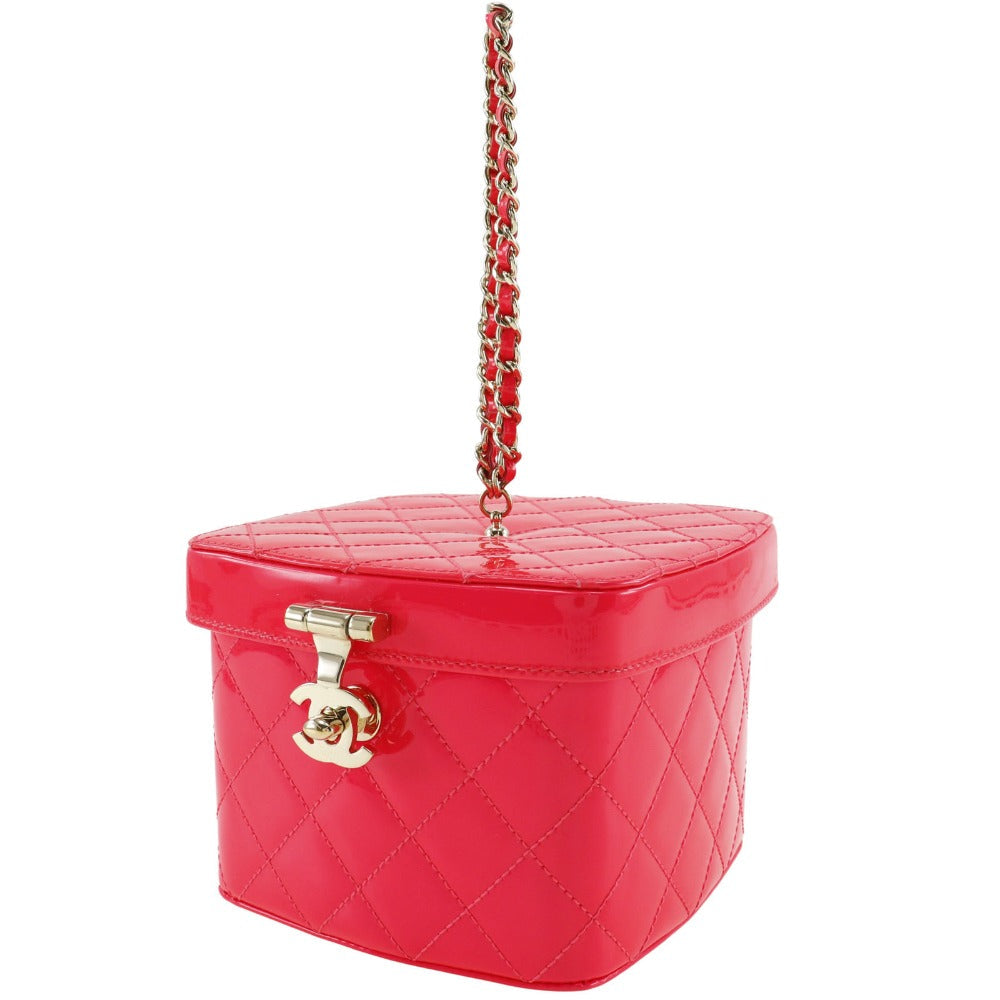 CHANEL Handbag Patent leather pink Matrasse Vanity