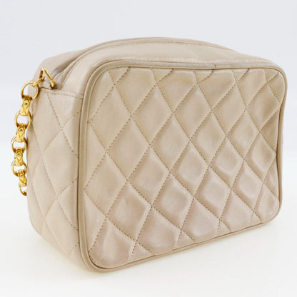 CHANEL Shoulder Bag lambskin beige Matrasse ChainShoulder