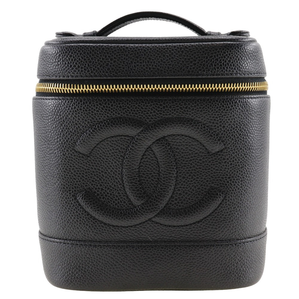 CHANEL Pouch A01998 Caviar skin black Handbag Vanity