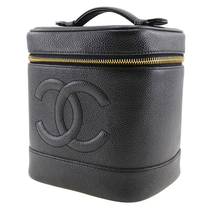 CHANEL Pouch A01998 Caviar skin black Handbag Vanity