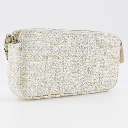CHANEL Shoulder Bag A84415 tweed White 2-way clutch Deauville ChainShoulder