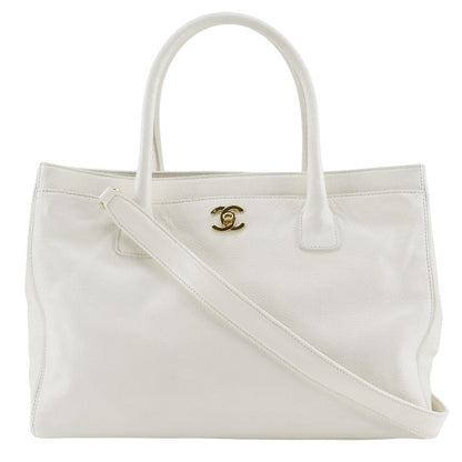 CHANEL Tote Bag A15206 Caviar skin White 2WAYShoulder Executive tote
