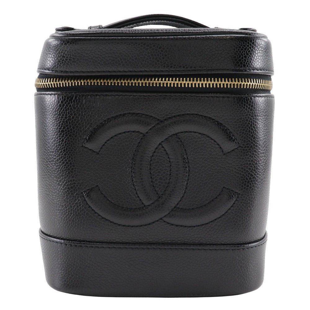 CHANEL Pouch A01998 Caviar skin black Handbag Vanity