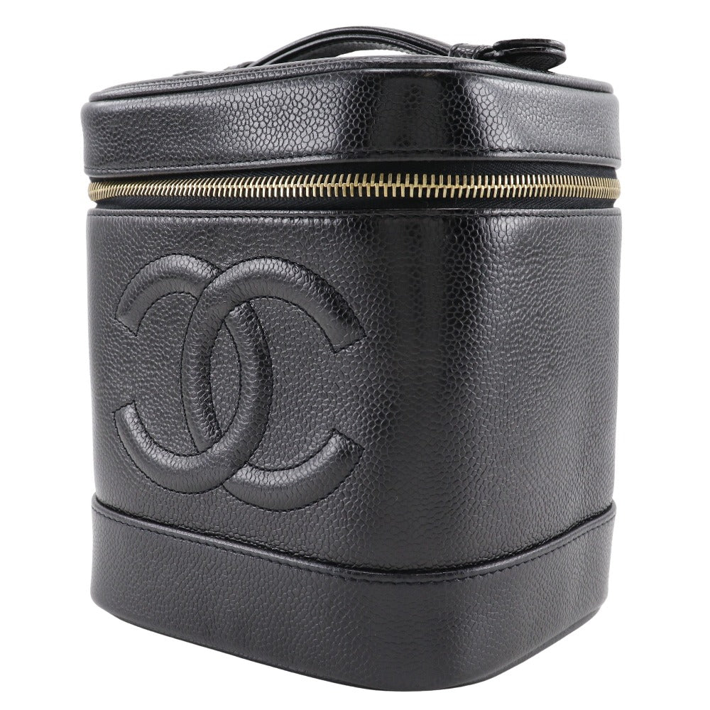 CHANEL Pouch A01998 Caviar skin black Handbag Vanity