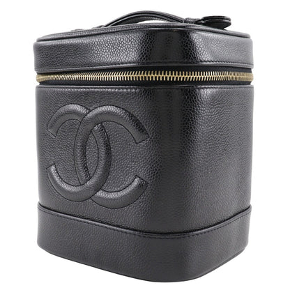 CHANEL Pouch A01998 Caviar skin black Handbag Vanity