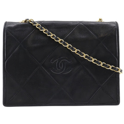 CHANEL Shoulder Bag lambskin black Diamond stitch ChainShoulder