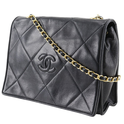CHANEL Shoulder Bag lambskin black Diamond stitch ChainShoulder